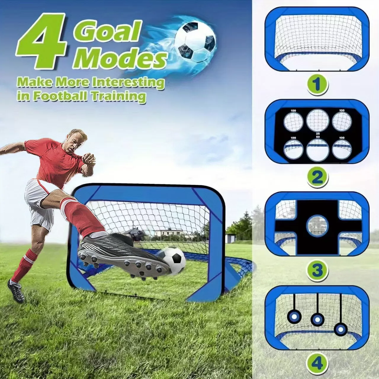 Kids Football Goal Portable Football Goal Mini Pop Up Practice Target 4-in-1