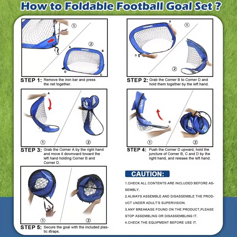 Kids Football Goal Portable Football Goal Mini Pop Up Practice Target 4-in-1