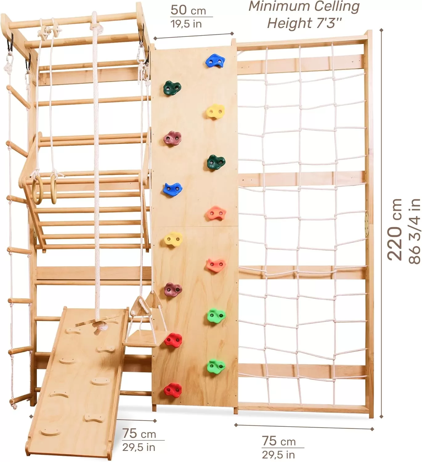 Wooden Swedish Ladder Wall Set For Kids