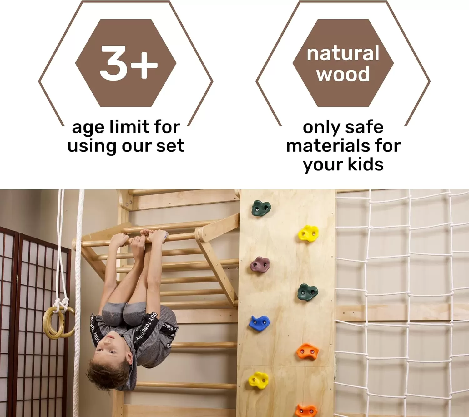 Wooden Swedish Ladder Wall Set For Kids