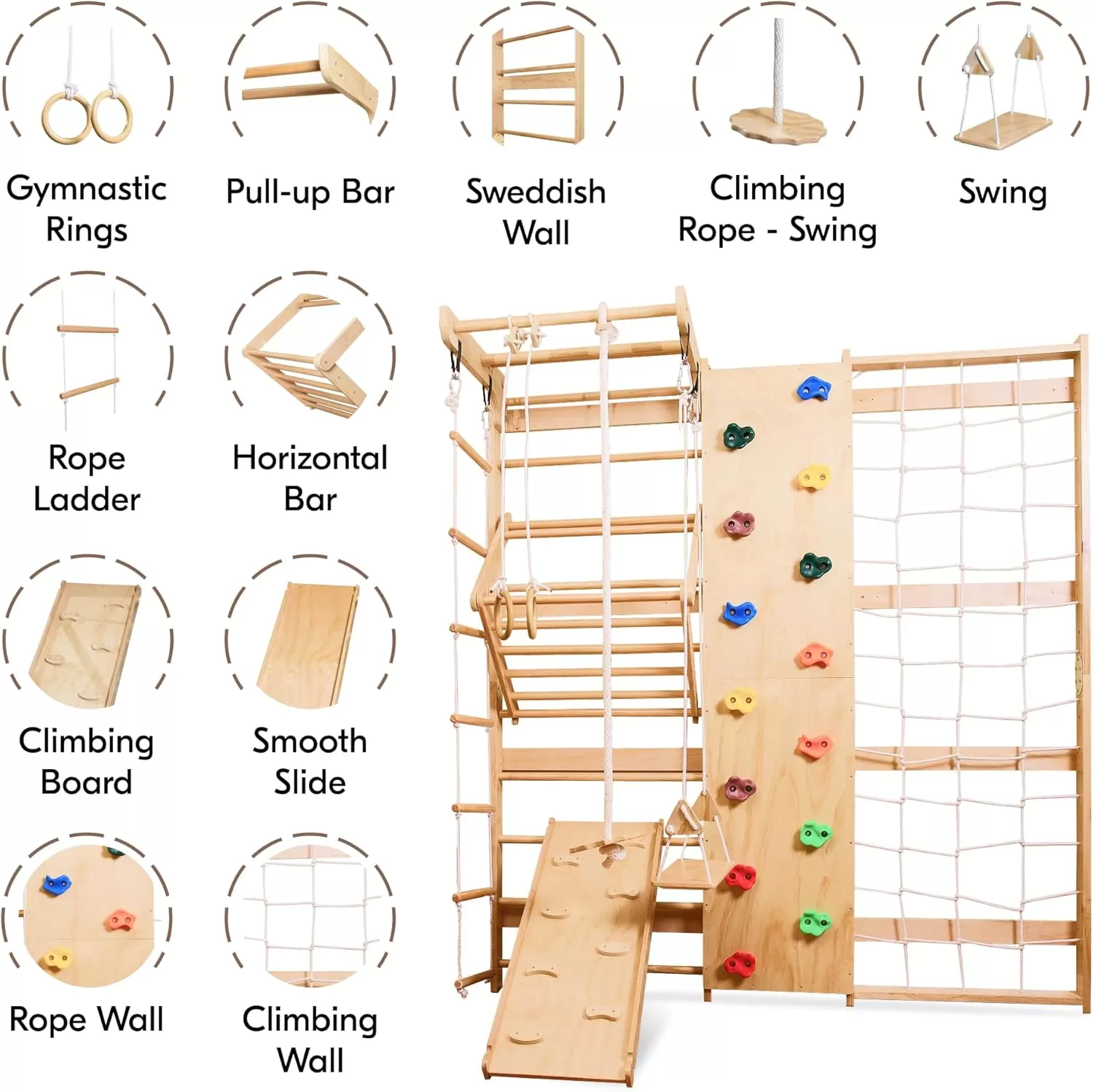 Wooden Swedish Ladder Wall Set For Kids